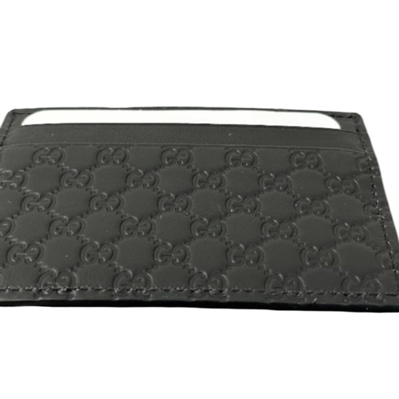 GUCCI BLACK GUCCISSIMA CARD CASE CARD HOLDER - Picture 3 of 7